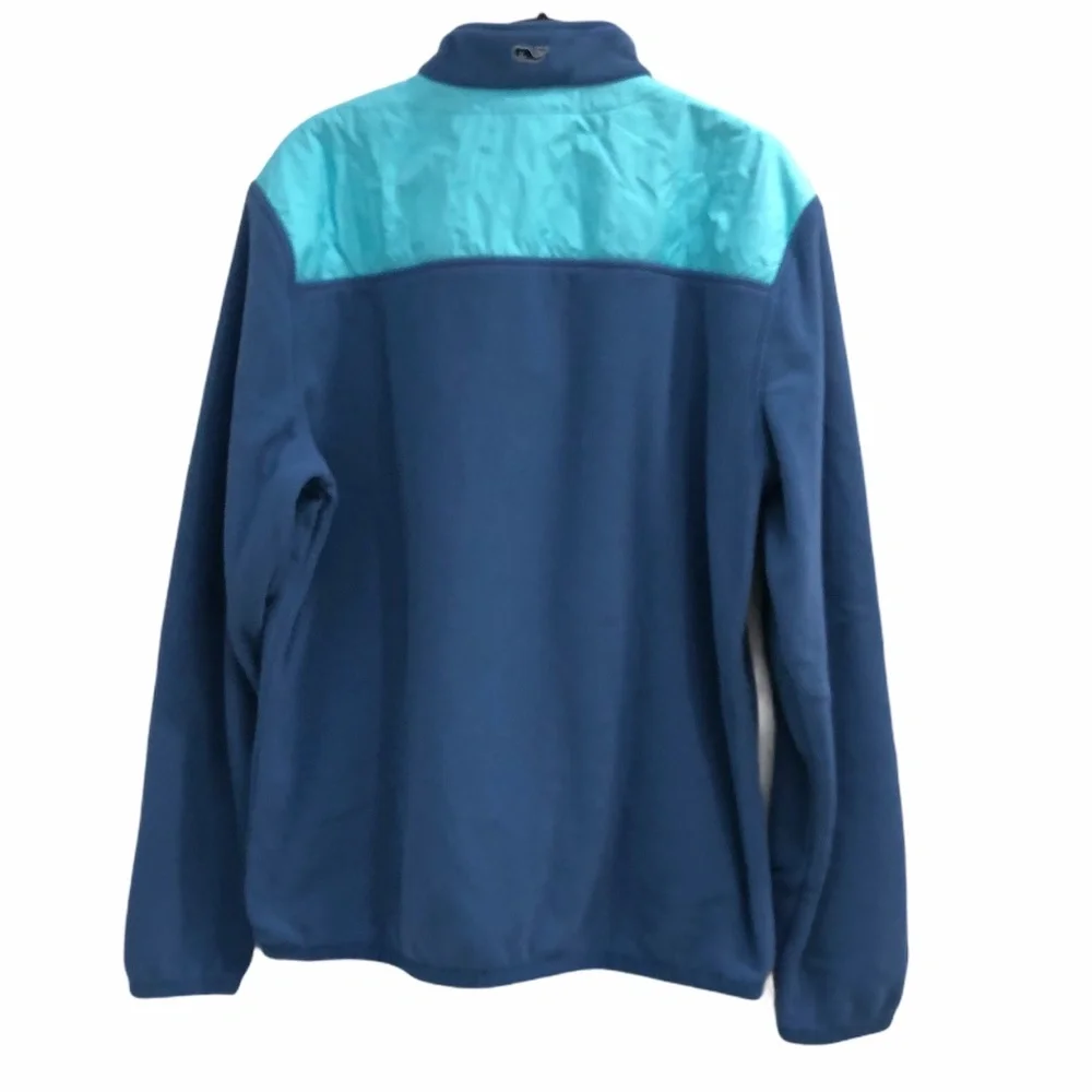 VINEYARD VINES BLUE WINDCREST GRID FLEECE QUARTER ZIP PULLOVER